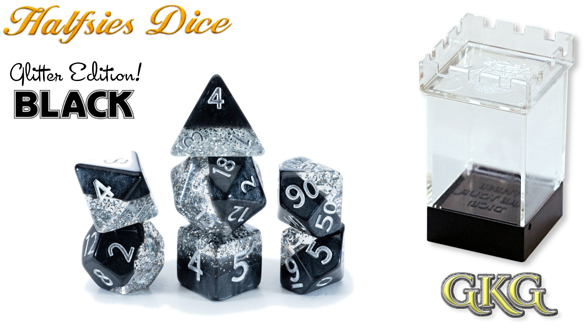 Halfsies Dice - Glitter Black
